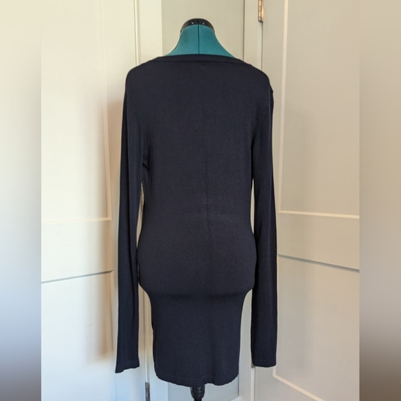 Women's Sweater Dress Medium Fine Knit Navy Blue Long Sleeve Scoop Neck Soft - Picture 4 of 4